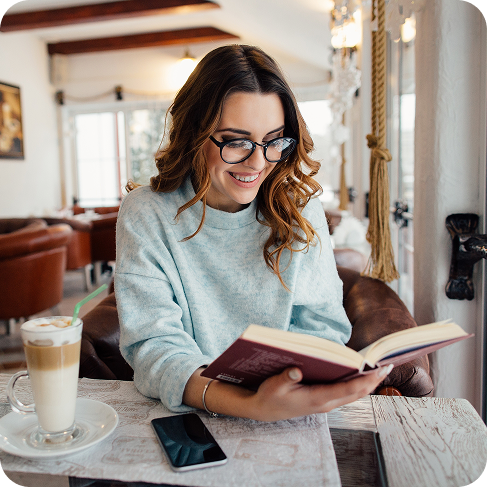 Person reading a book